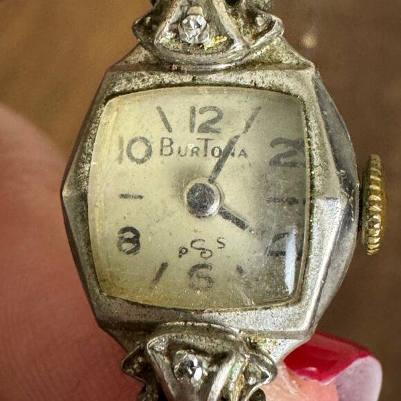 Vintage‎ Burtona Diamond Silver Gold Mechanical Automatic Ladies Wristwatch main image 10